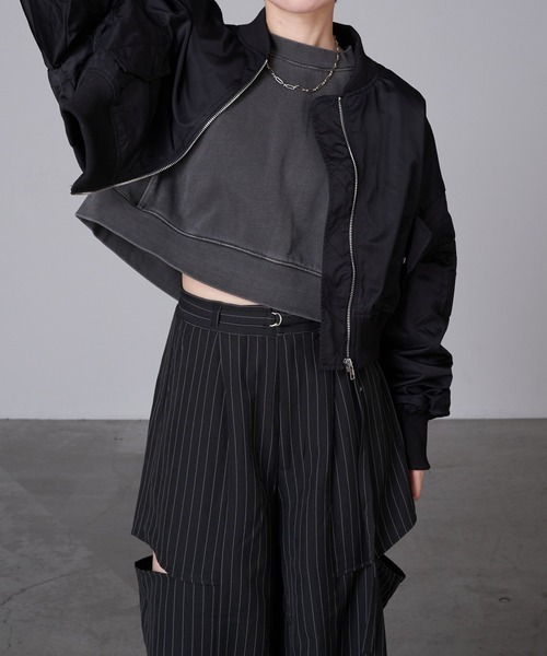 RAY CASSIN（レイカズン）の「ショート丈MA-1（MA-1・レディース・グレー/アイボリー/ブラック・FREE）」の20枚目の写真