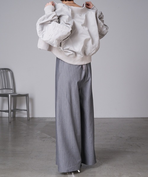 RAY CASSIN（レイカズン）の「ショート丈MA-1（MA-1・レディース・グレー/アイボリー/ブラック・FREE）」の12枚目の写真