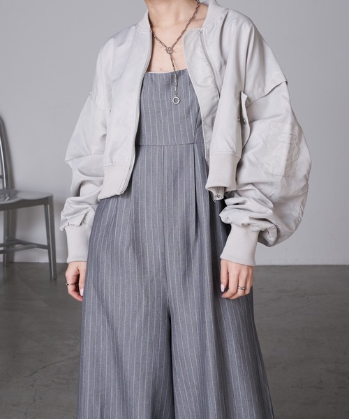 RAY CASSIN（レイカズン）の「ショート丈MA-1（MA-1・レディース・グレー/アイボリー/ブラック・FREE）」の10枚目の写真