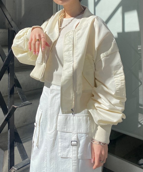 RAY CASSIN（レイカズン）の「ショート丈MA-1（MA-1・レディース・グレー/アイボリー/ブラック・FREE）」の14枚目の写真