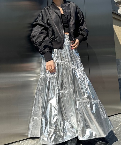 RAY CASSIN（レイカズン）の「ショート丈MA-1（MA-1・レディース・グレー/アイボリー/ブラック・FREE）」の21枚目の写真