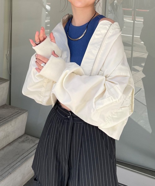 RAY CASSIN（レイカズン）の「ショート丈MA-1（MA-1・レディース・グレー/アイボリー/ブラック・FREE）」の22枚目の写真