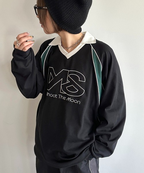 apres jour mignon（アプレジュールミニョン）の「ゲームシャツ【ZOZOTOWN限定アイテム】（Tシャツ/カットソー・レディース・ネイビー/オフホワイト/ブラック・フリー/X-LARGE）」の3枚目の写真
