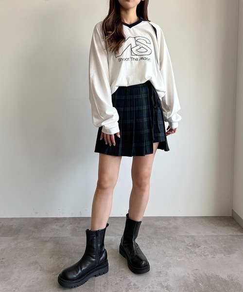 apres jour mignon（アプレジュールミニョン）の「ゲームシャツ【ZOZOTOWN限定アイテム】（Tシャツ/カットソー・レディース・ネイビー/オフホワイト/ブラック・フリー/X-LARGE）」の9枚目の写真