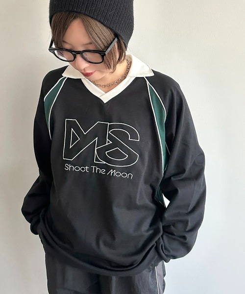apres jour mignon（アプレジュールミニョン）の「ゲームシャツ【ZOZOTOWN限定アイテム】（Tシャツ/カットソー・レディース・ネイビー/オフホワイト/ブラック・フリー/X-LARGE）」の11枚目の写真