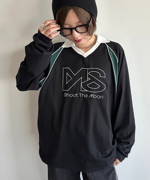 apres jour mignon（アプレジュールミニョン）の「ゲームシャツ【ZOZOTOWN限定アイテム】（Tシャツ/カットソー・レディース・ネイビー/オフホワイト/ブラック・フリー/X-LARGE）」の12枚目の写真