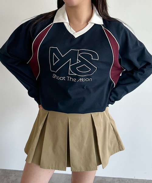 apres jour mignon（アプレジュールミニョン）の「ゲームシャツ【ZOZOTOWN限定アイテム】（Tシャツ/カットソー・レディース・ネイビー/オフホワイト/ブラック・フリー/X-LARGE）」の19枚目の写真