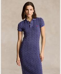 Polo Ralph Lauren ケーブルニットポロミディドレス セール】ケーブルニット コットン Polo ミディ ドレス