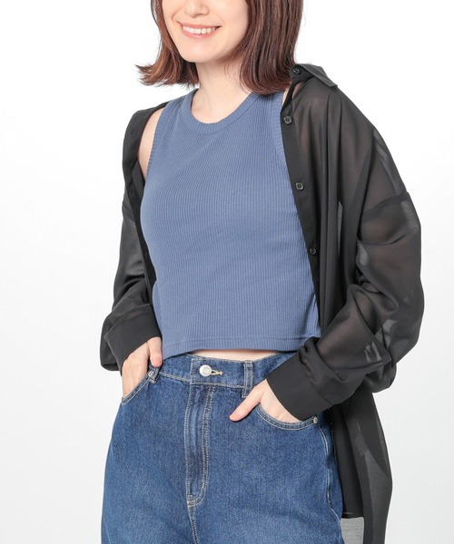 Honeys（ハニーズ）の「カップ付きアメスリタンクトップ（タンクトップ・レディース・グリーン/ホワイト/ブラック/オレンジ/スミクロ/ブルー/ブラウン/オートミール・L/M/S）」の7枚目の写真