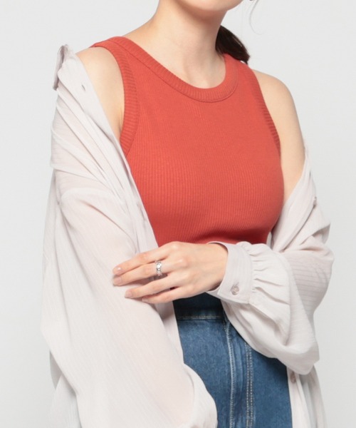 Honeys（ハニーズ）の「カップ付きアメスリタンクトップ（タンクトップ・レディース・グリーン/ホワイト/ブラック/オレンジ/スミクロ/ブルー/ブラウン/オートミール・L/M/S）」の16枚目の写真