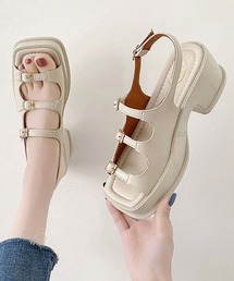 韓国 厚底 ヒールサンダル レディース