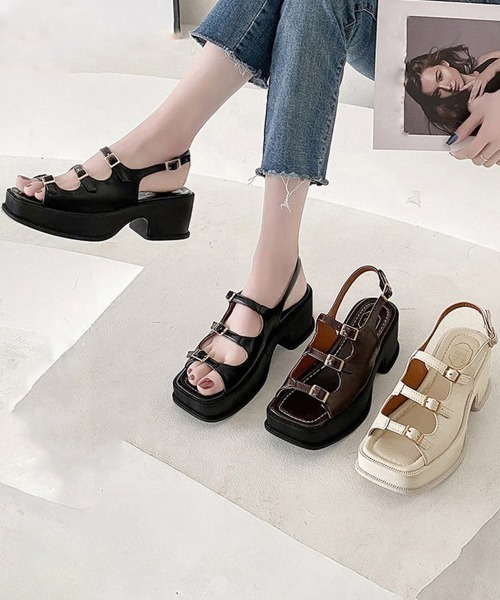 Miniministore（ミニミニストア）の「韓国 厚底 ヒールサンダル レディース（サンダル・レディース・ブラウン/ブラック/アイボリー・23.0cm/23.5cm/24.0cm/24.5cm/22.5cm）」の18枚目の写真