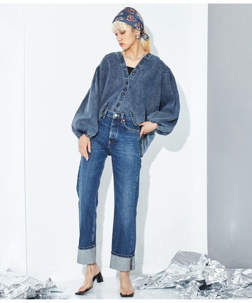 Settimissimo（セッティミッシモ）の「ボリュームスリーブ ノーカラー デニムブラウス（シャツ/ブラウス・レディース・インディゴブルー/ブルー・FREE）」の16枚目の写真