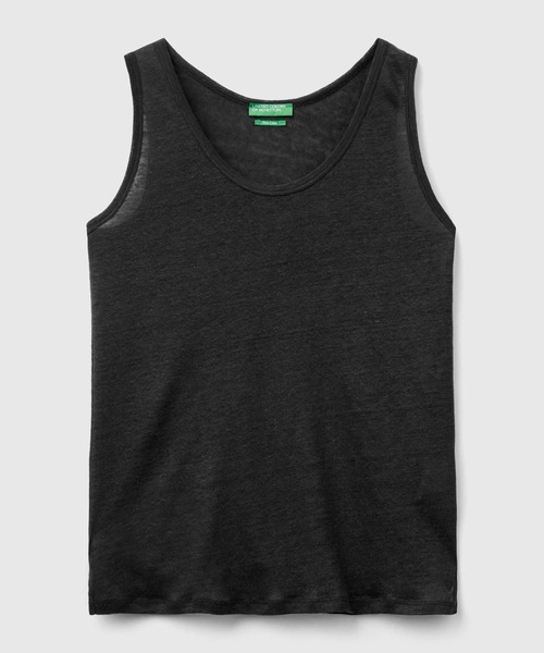 BENETTON (UNITED COLORS OF BENETTON)（ベネトンユナイテッドカラーズオブベネトン）の「リネン100%サイドスリット入りタンクトップ（タンクトップ・レディース・ピンクベージュ/ブラック/カーキ/イエロー・XX-SMALL/X-SMALL/SMALL/MEDIUM）」の7枚目の写真