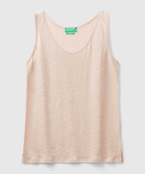 BENETTON (UNITED COLORS OF BENETTON)（ベネトンユナイテッドカラーズオブベネトン）の「リネン100%サイドスリット入りタンクトップ（タンクトップ・レディース・ピンクベージュ/ブラック/カーキ/イエロー・XX-SMALL/X-SMALL/SMALL/MEDIUM）」の13枚目の写真