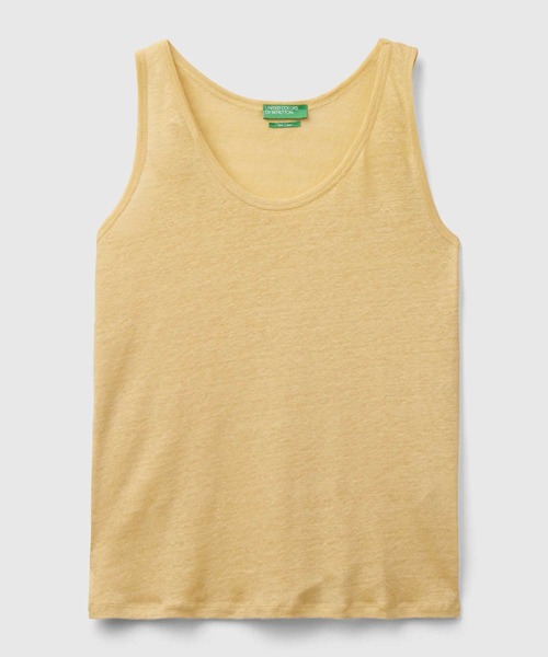 BENETTON (UNITED COLORS OF BENETTON)（ベネトンユナイテッドカラーズオブベネトン）の「リネン100%サイドスリット入りタンクトップ（タンクトップ・レディース・ピンクベージュ/ブラック/カーキ/イエロー・XX-SMALL/X-SMALL/SMALL/MEDIUM）」の16枚目の写真