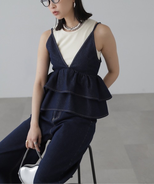 FREE'S MART（フリーズマート）の「◆デニムフリルキャミソール（ベスト・レディース・ワンウォッシュ/ライトインディゴブルー・FREE）」の17枚目の写真