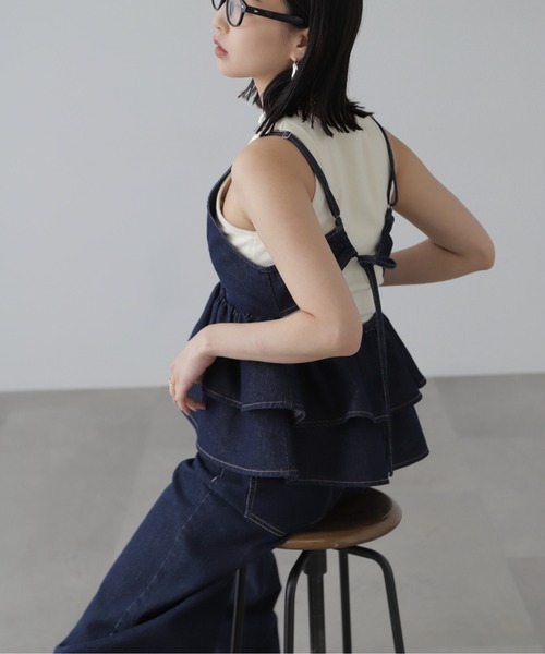 FREE'S MART（フリーズマート）の「◆デニムフリルキャミソール（ベスト・レディース・ワンウォッシュ/ライトインディゴブルー・FREE）」の18枚目の写真