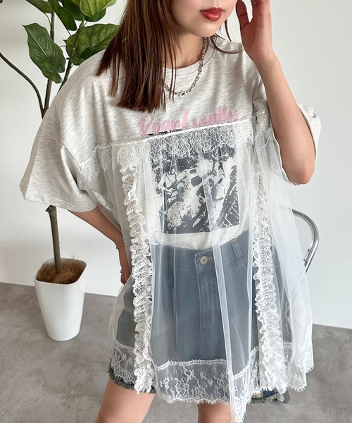 apres jour mignon（アプレジュールミニョン）の「チュールレースドッキングTシャツ【ZOZOTOWN限定アイテム】（Tシャツ/カットソー・レディース・ブラック/ナチュラル/ブラック系その他・フリー/X-LARGE）」の17枚目の写真
