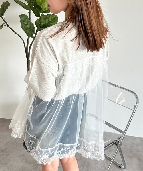 apres jour mignon（アプレジュールミニョン）の「チュールレースドッキングTシャツ【ZOZOTOWN限定アイテム】（Tシャツ/カットソー・レディース・ブラック/ナチュラル/ブラック系その他・フリー/X-LARGE）」の19枚目の写真