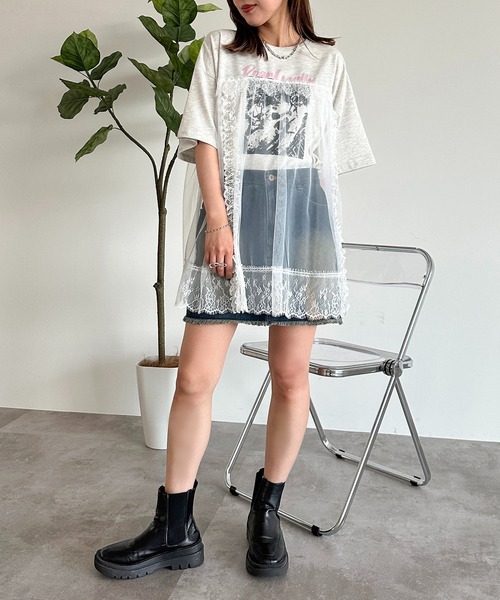 apres jour mignon（アプレジュールミニョン）の「チュールレースドッキングTシャツ【ZOZOTOWN限定アイテム】（Tシャツ/カットソー・レディース・ブラック/ナチュラル/ブラック系その他・フリー/X-LARGE）」の20枚目の写真