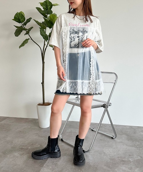 apres jour mignon（アプレジュールミニョン）の「チュールレースドッキングTシャツ【ZOZOTOWN限定アイテム】（Tシャツ/カットソー・レディース・ブラック/ナチュラル/ブラック系その他・フリー/X-LARGE）」の21枚目の写真