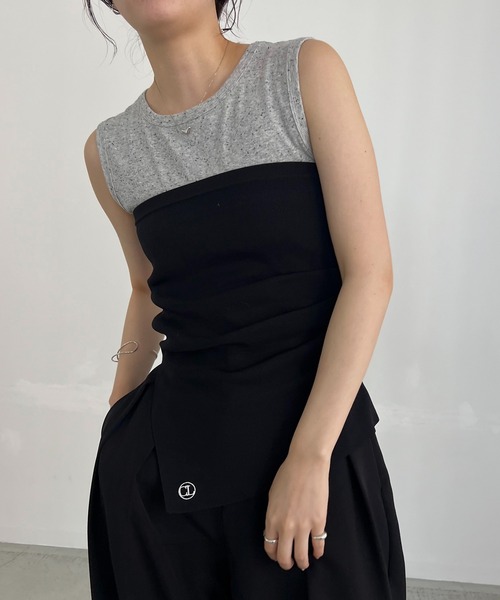 CAPRICIEUX LE'MAGE（カプリシューレマージュ）の「【C.L】ネップタンクSETベアビスチェ（タンクトップ・レディース・ブラック/グレイッシュベージュ・FREE）」の2枚目の写真