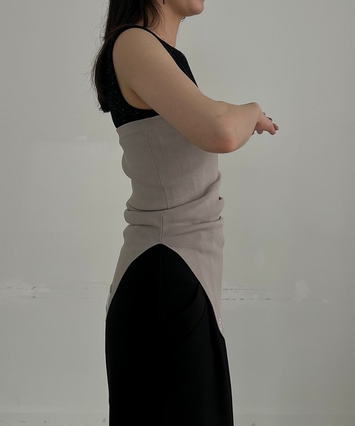 CAPRICIEUX LE'MAGE（カプリシューレマージュ）の「【C.L】ネップタンクSETベアビスチェ（タンクトップ・レディース・ブラック/グレイッシュベージュ・FREE）」の14枚目の写真