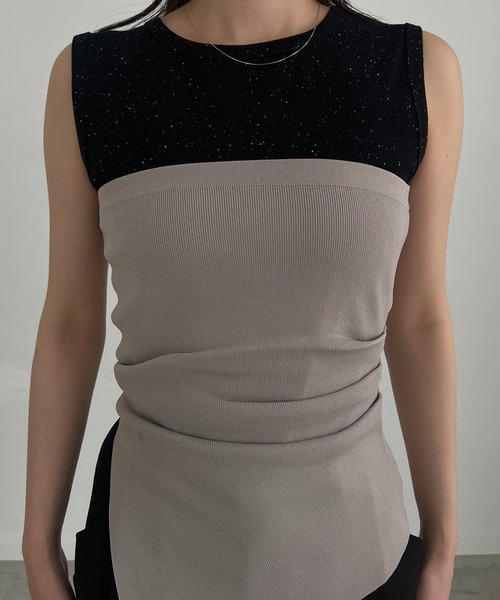 CAPRICIEUX LE'MAGE（カプリシューレマージュ）の「【C.L】ネップタンクSETベアビスチェ（タンクトップ・レディース・ブラック/グレイッシュベージュ・FREE）」の11枚目の写真