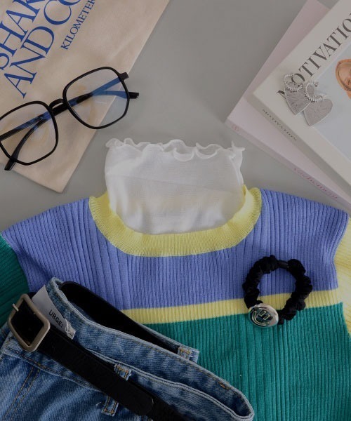 TONE SELECT GOODS（トーンセレクトグッズ）の「【resonance】シアー メロウデザイン 無地 ハイネック つけ襟【マルチウェイ/オケージョン】（付け襟・レディース・ライトブルー/ブラック/ライトベージュ/ホワイト・FREE）」の10枚目の写真