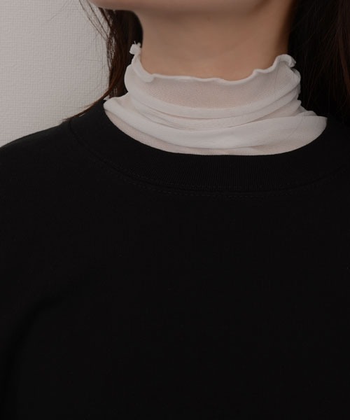 TONE SELECT GOODS（トーンセレクトグッズ）の「【resonance】シアー メロウデザイン 無地 ハイネック つけ襟【マルチウェイ/オケージョン】（付け襟・レディース・ライトブルー/ブラック/ライトベージュ/ホワイト・FREE）」の5枚目の写真