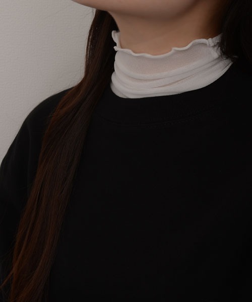 TONE SELECT GOODS（トーンセレクトグッズ）の「【resonance】シアー メロウデザイン 無地 ハイネック つけ襟【マルチウェイ/オケージョン】（付け襟・レディース・ライトブルー/ブラック/ライトベージュ/ホワイト・FREE）」の7枚目の写真