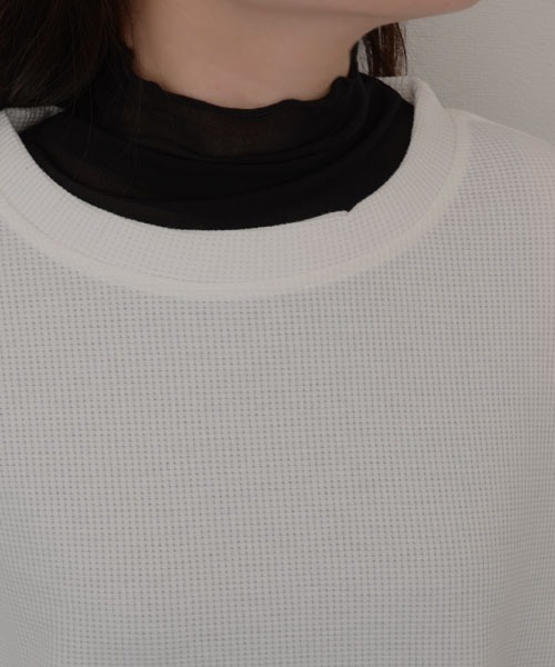 TONE SELECT GOODS（トーンセレクトグッズ）の「【resonance】シアー メロウデザイン 無地 ハイネック つけ襟【マルチウェイ/オケージョン】（付け襟・レディース・ライトブルー/ブラック/ライトベージュ/ホワイト・FREE）」の13枚目の写真