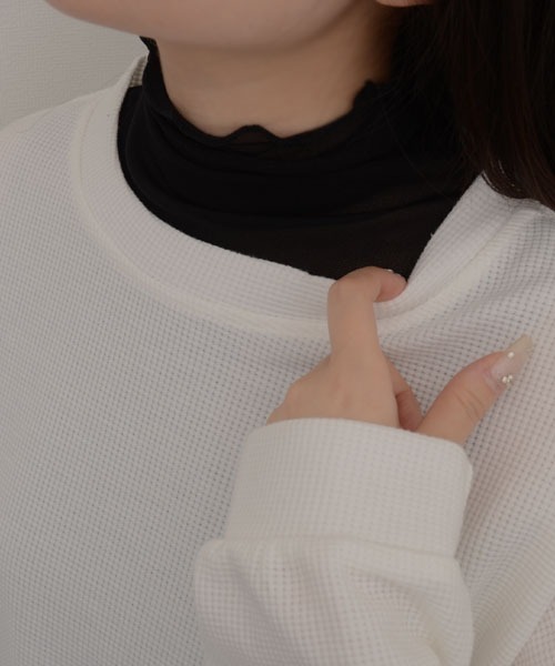 TONE SELECT GOODS（トーンセレクトグッズ）の「【resonance】シアー メロウデザイン 無地 ハイネック つけ襟【マルチウェイ/オケージョン】（付け襟・レディース・ライトブルー/ブラック/ライトベージュ/ホワイト・FREE）」の14枚目の写真