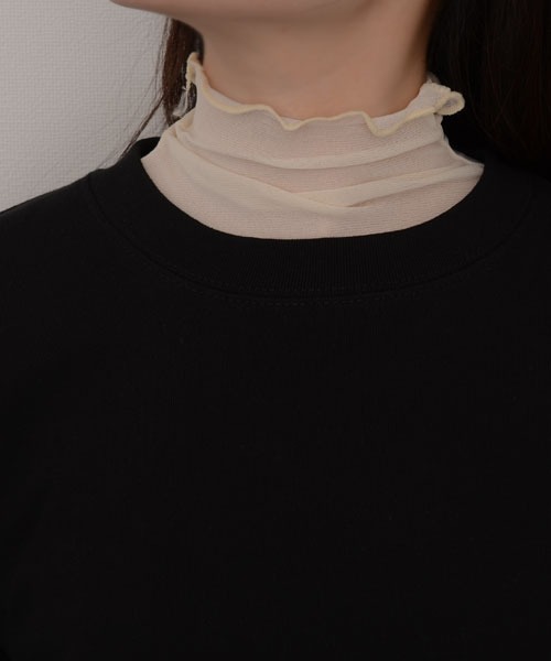 TONE SELECT GOODS（トーンセレクトグッズ）の「【resonance】シアー メロウデザイン 無地 ハイネック つけ襟【マルチウェイ/オケージョン】（付け襟・レディース・ライトブルー/ブラック/ライトベージュ/ホワイト・FREE）」の18枚目の写真