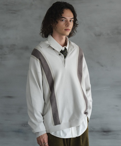 CASPER JOHN（キャスパージョン）の「Line knit polo shirts