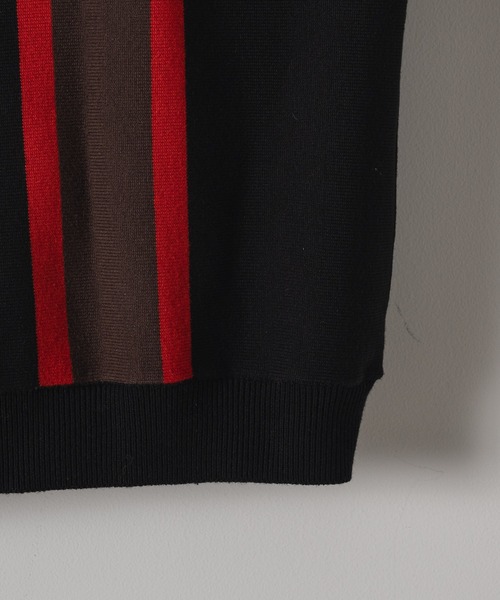 CASPER JOHN（キャスパージョン）の「Line knit polo shirts/ラインニットポロシャツ（ポロシャツ・メンズ・ホワイト/ブラック・X-SMALL/SMALL/MEDIUM/LARGE）」の4枚目の写真