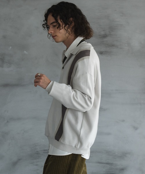 casperjohn ニットポロシャツ　Lサイズ Marble skipper knit polo shirts/マーブルスキッパーニット