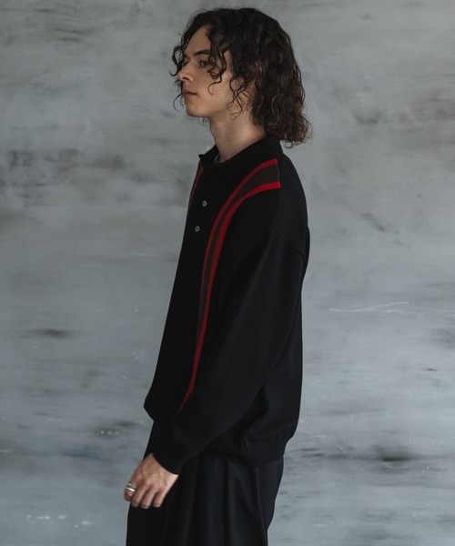 CASPER JOHN（キャスパージョン）の「Line knit polo shirts/ラインニットポロシャツ（ポロシャツ・メンズ・ホワイト/ブラック・X-SMALL/SMALL/MEDIUM/LARGE）」の10枚目の写真