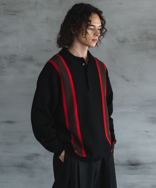 CASPER JOHN（キャスパージョン）の「Line knit polo shirts