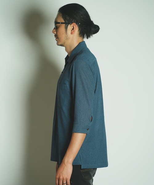 RATTLE TRAP（ラトルトラップ）の「リネンテックジャージ七分袖スキッパーシャツ（シャツ/ブラウス・メンズ・チャコールグレー/ライトグレー/ダークブルー・M/L/LL）」の10枚目の写真