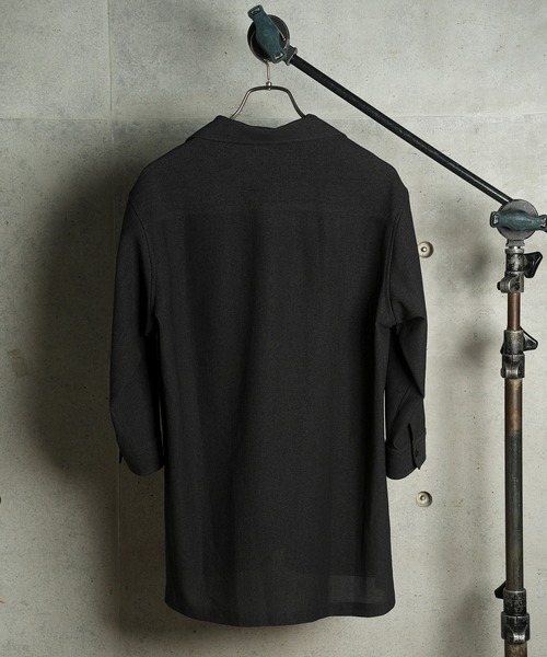 RATTLE TRAP（ラトルトラップ）の「リネンテックジャージ七分袖スキッパーシャツ（シャツ/ブラウス・メンズ・チャコールグレー/ライトグレー/ダークブルー・M/L/LL）」の7枚目の写真