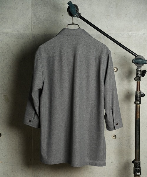 RATTLE TRAP（ラトルトラップ）の「リネンテックジャージ七分袖スキッパーシャツ（シャツ/ブラウス・メンズ・チャコールグレー/ライトグレー/ダークブルー・M/L/LL）」の16枚目の写真