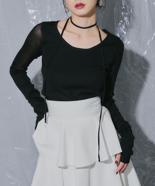 VIOLETTA（ヴィオレッタ）の「チョーカー付きシアードッキングリブニット（ニット/セーター・レディース・ホワイト/ブラック/ブルー/レッド・FREE）」の8枚目の写真