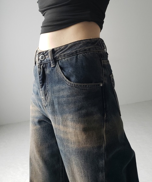 3size 】ブラウンウォッシュヴィンテージデニムパンツ ／ brown wash