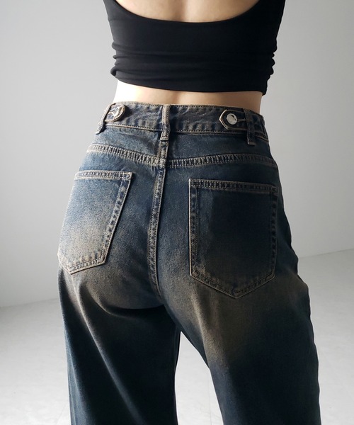 3size 】ブラウンウォッシュヴィンテージデニムパンツ ／ brown wash