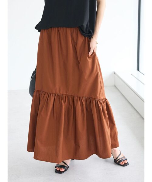 CRAFT STANDARD BOUTIQUE(クラフトスタンダードブティック)の「ティアードフレアスカート(スカート・レディース・アイボリー/ブラック/ブラウン・FREE)」の9枚目の写真