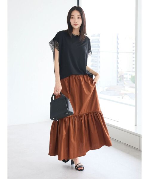 CRAFT STANDARD BOUTIQUE(クラフトスタンダードブティック)の「ティアードフレアスカート(スカート・レディース・アイボリー/ブラック/ブラウン・FREE)」の11枚目の写真