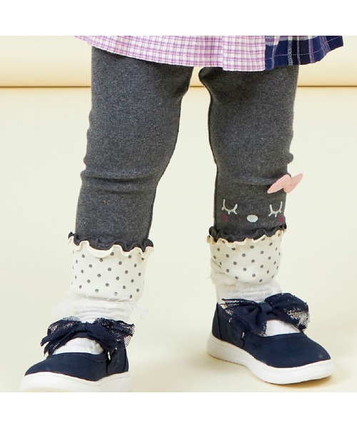 KP（ケーピー）の「うさぎお顔モチーフ裾折り返しスパッツ(80～120)（その他パンツ・キッズ・チャコールグレー/ピンク/オフホワイト・120cm/100cm/110cm/90cm/80ｃｍ）」の2枚目の写真