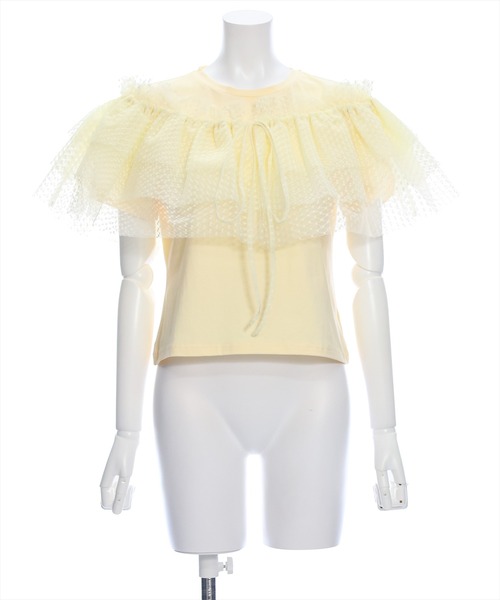 clear（クリア）の「5wayチュールトップス＋Tシャツセット［着回し抜群 セット マルチウェイ］≪再入荷≫（Tシャツ/カットソー・レディース・ブラック/イエロー/オフホワイト・F）」の4枚目の写真